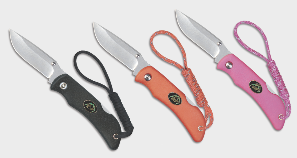 The Outdoor Edge MiniGrip, MiniBlaze, and MiniBabe are the same keychain knife differentiated only by color in black, blaze—an orange shade—and pink, respectively. “They’re designed to meet the needs of anyone who needs a small lightweight blade that is always within reach,” related Outdoor Edge marketing director William Morgan. 