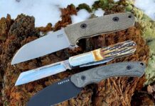 Reiff Circadian Sheepsfoot (top), Bear & Son Sheepfoot Barlow, and the Tactile Knife Co. Redhawk are three modern renditions of the time-tested pattern.