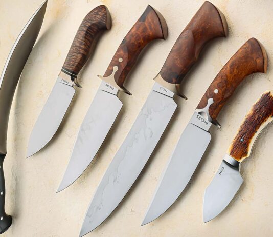 A set of five test knives by Christopher Moss passed muster and earned the Asheboro, North Carolina, resident his ABS journeyman smith rating during BLADE Show ’25.(SharpByCoop image)
