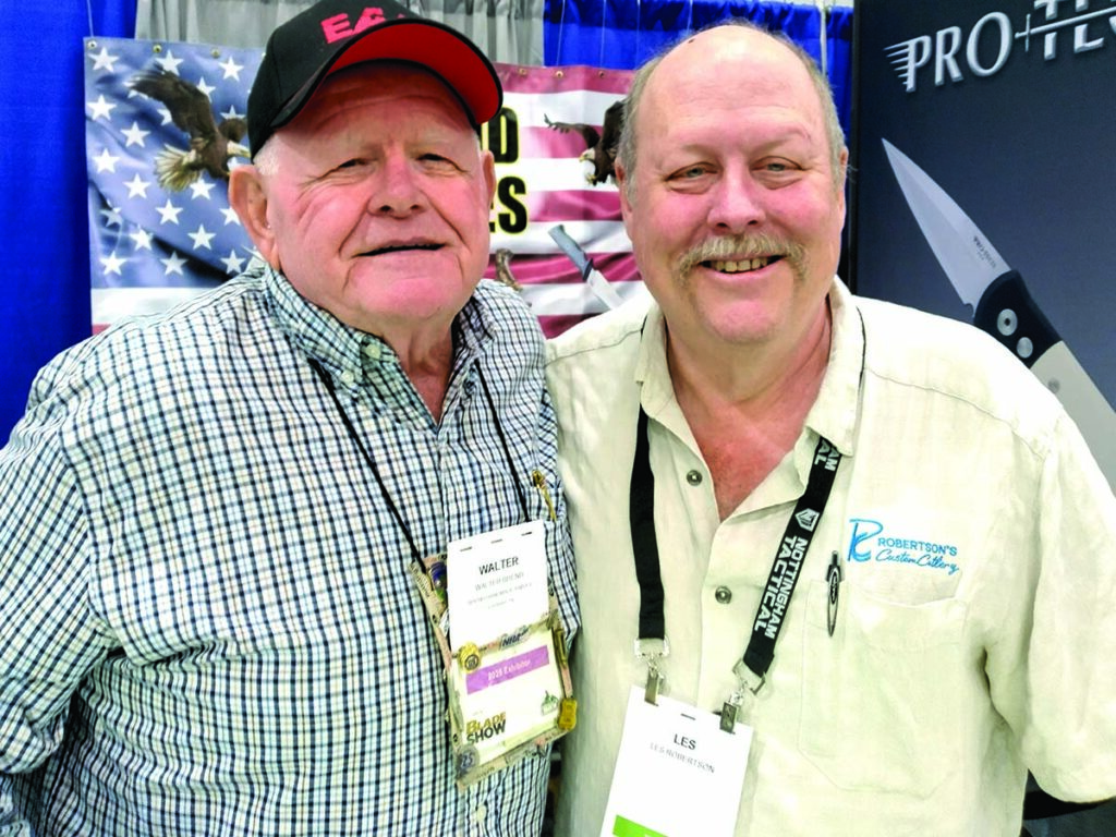 Walter Brend (left) and Les Robertson enjoy another BLADE Show.