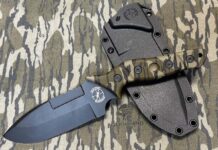 Sniper Bladeworks and Mossy Oak Partner, show by the camo pattern on the knife.