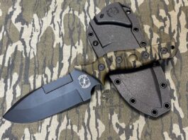 Sniper Bladeworks and Mossy Oak Partner, show by the camo pattern on the knife.