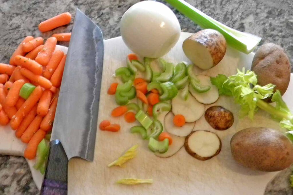 Soup prep with Veggie Slicer by Delight Valley Blades.