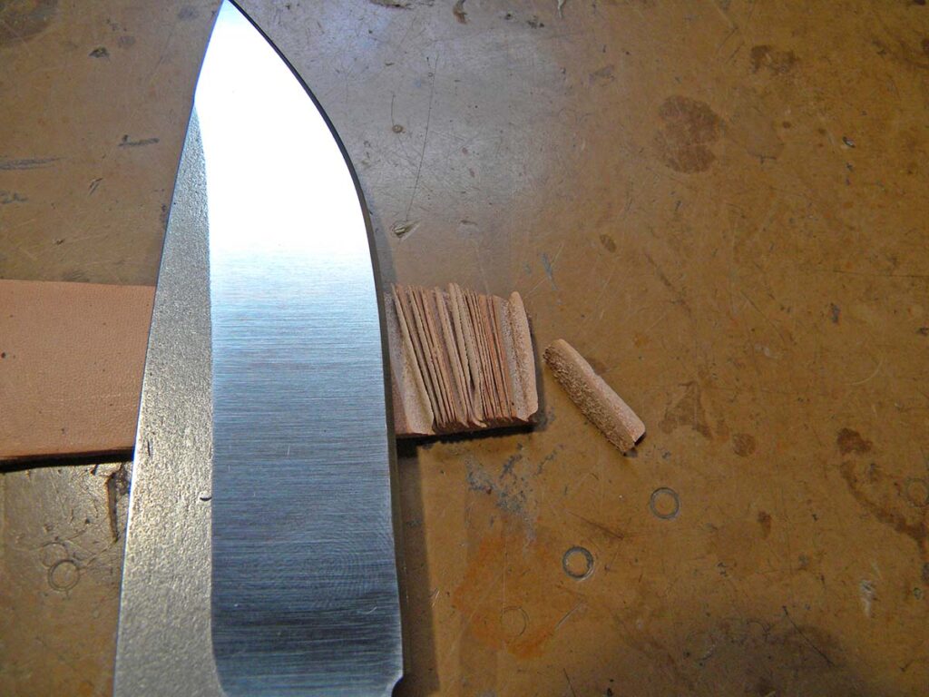The author indicated the Large Hunter produced some of the thinnest slices he has ever made skiving 8-ounce leather.