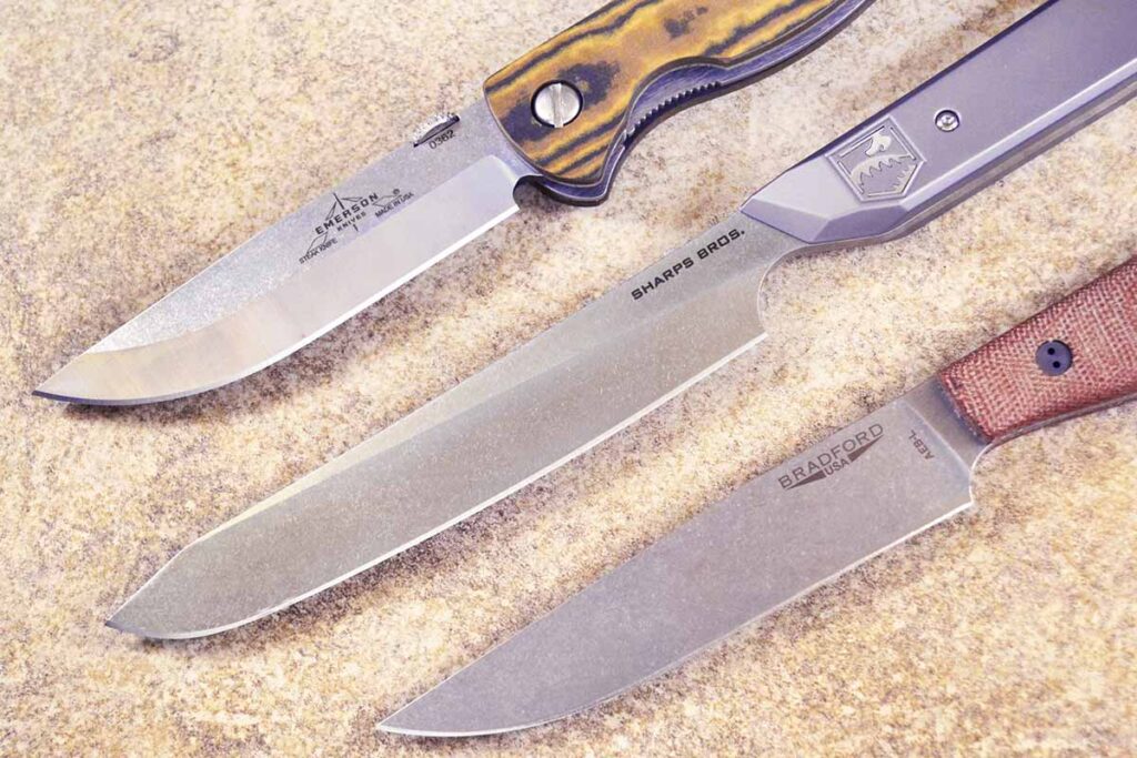 All three test knives go with variations on the flat grind