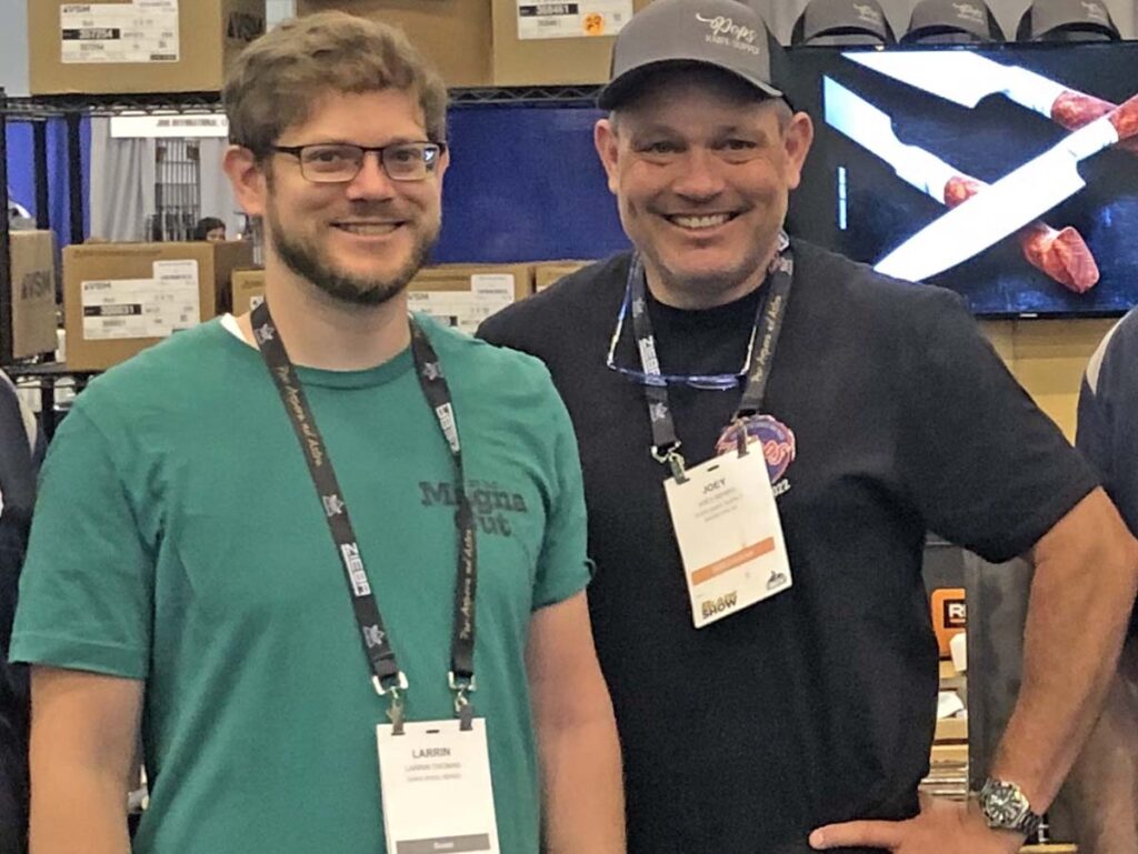 The author (left) and Joey Berry of Pop’s Knife Supply.