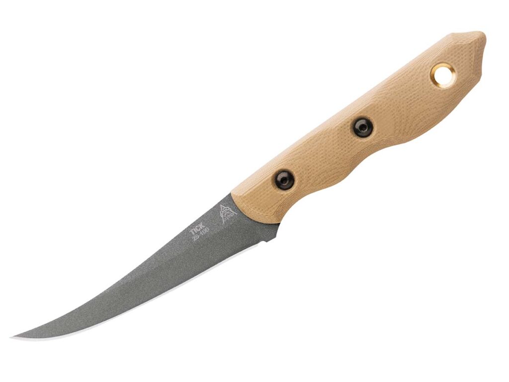 The Tick from TOPS Knives sports a 3-inch blade in 1095 carbon steel with a Tungsten Cerakote® finish.