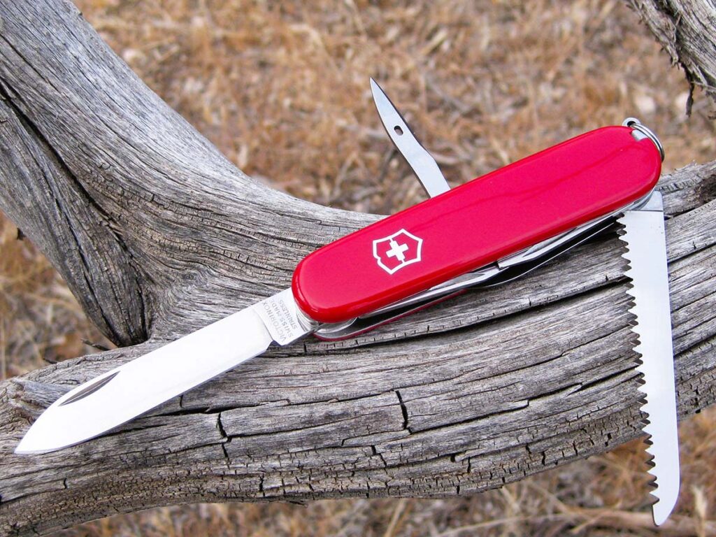 In the desert, a hiker or camper needs just a blade, saw and awl for essential utility and crafting.