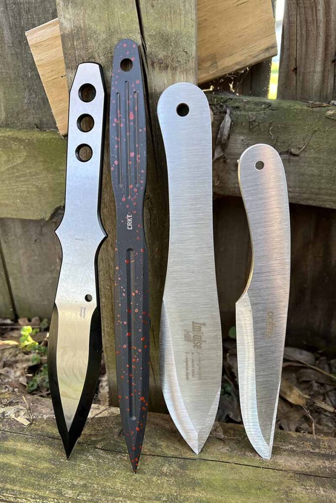 From left: Spyderco Thrower, CRKT Onion Throwing Knife, and Kizlyar Impulse and Kizlyar Ocetp.