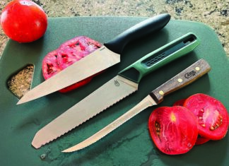 Kershaw 6-inch Utility Knife, Gerber ComplEAT 6-inch Utility Knife and Case 5½-inch Tomato Slicer.