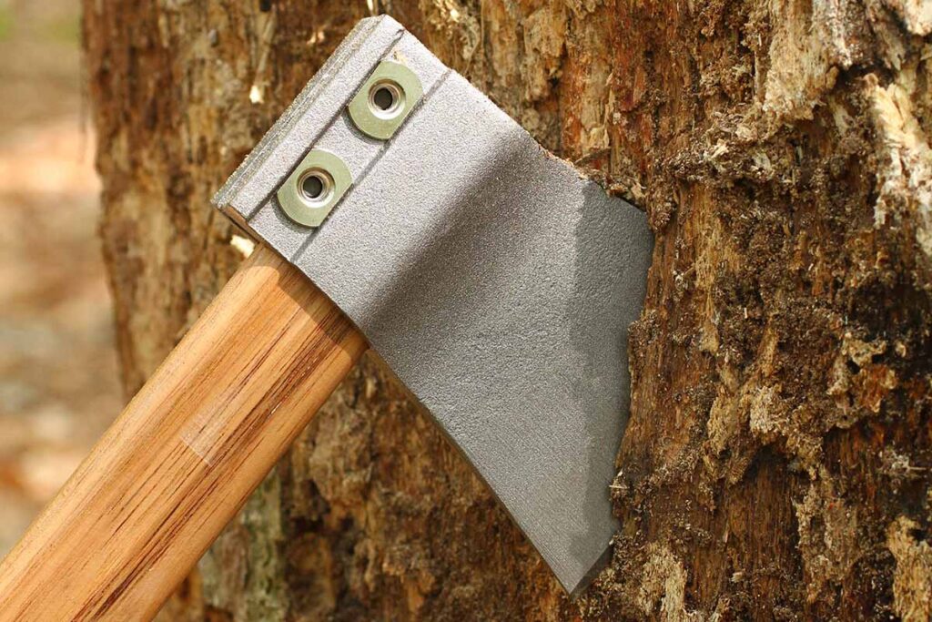 Cold Steel Professional Throwing Axe has a patent-pending locking mechanism