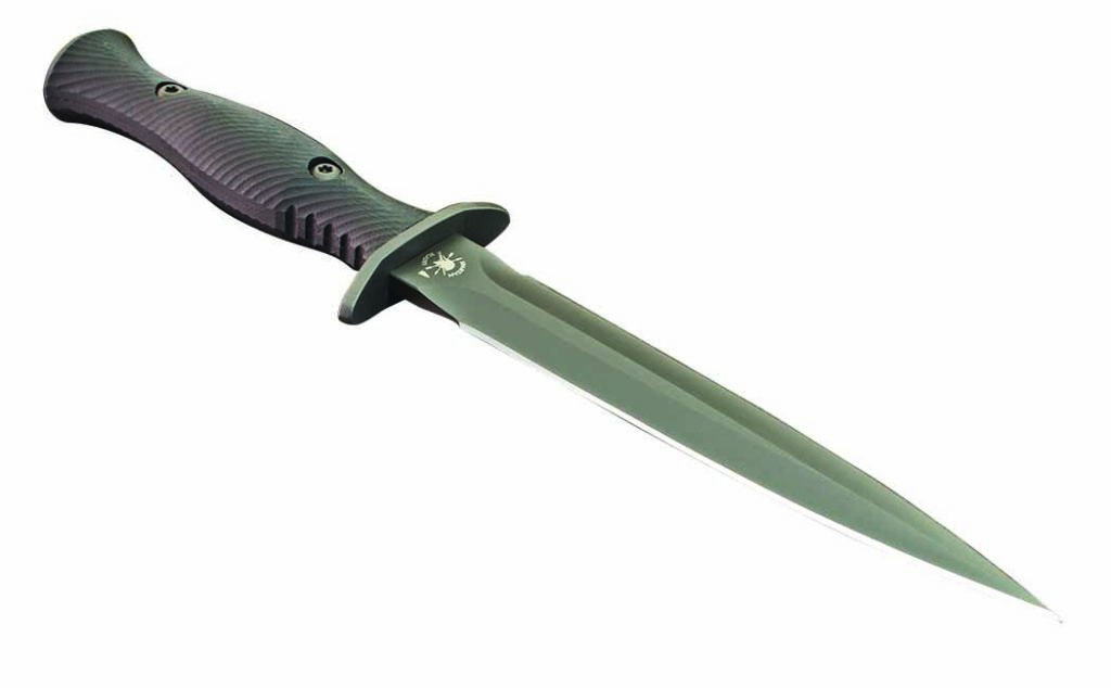According to Curtis Iovito of Spartan Blades, more military professionals and contractors buy the company’s Gold Line knives. An example is the Spartan-Harsey Dagger in a 6-inch blade of CPM S35VN stainless steel with a hollow grind. MSRP starts at $390. Bill Harsey is the designer.