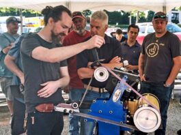 In “Fundamentals of Grinding,” AmeriBrade and guest makers provide a general overview on grinds, techniques and different equipment. Knifemaker Charlie Ellis (left) was one of the guest makers in last year’s class.