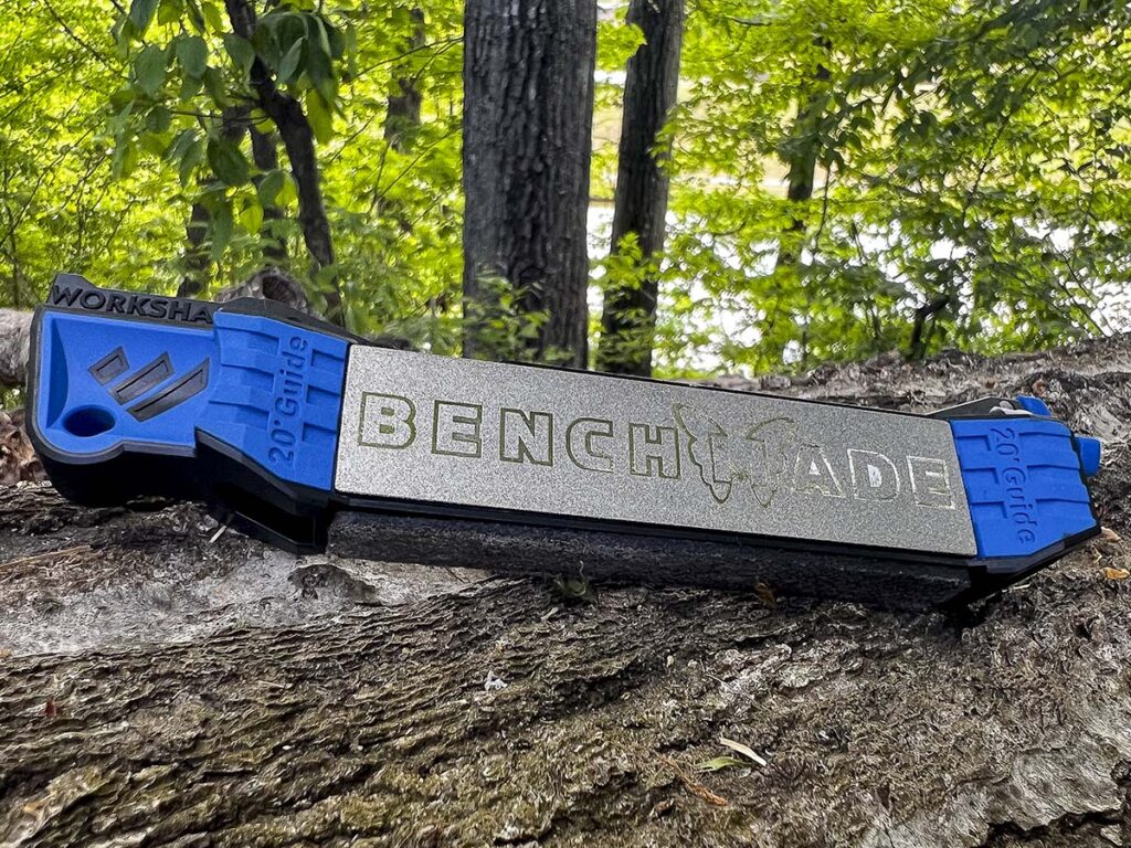 The Benchmade Guided Field Sharpener packs a lot into a small and affordable system. In addition to an integral angle guide, the system includes a diamond-infused sharpening plate, ceramic honing rods and a leather strop.