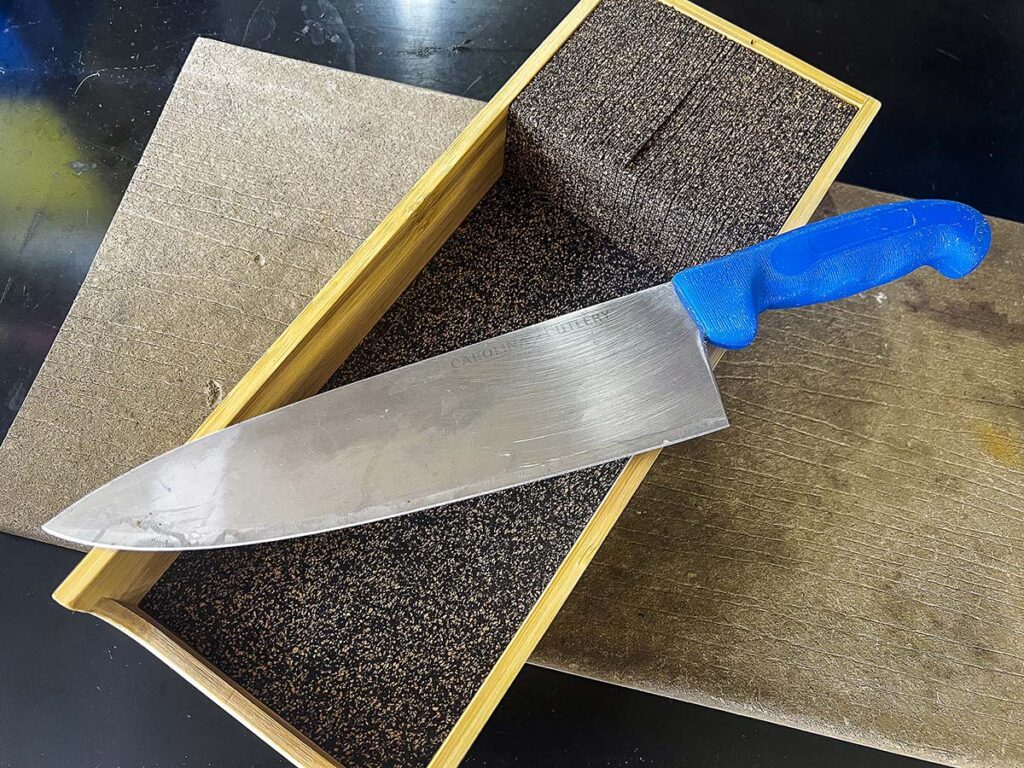 Image 5: After you fine-tune the edge sharpness, congratulations! You have successfully finished repairing edge damage. I would say, from start to finish, you can have a knife repaired in about 15 to 20 minutes, depending on the size of the knife.