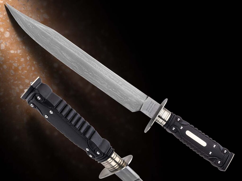 With a rendition of a little-known style of bowie, ABS journeyman smith Matthew Parkinson won the journeyman section of the antique bowie competition. He guesses the original dated from around 1850 and was by a maker named Henry Wilkinson. (Jocelyn Frasier image)