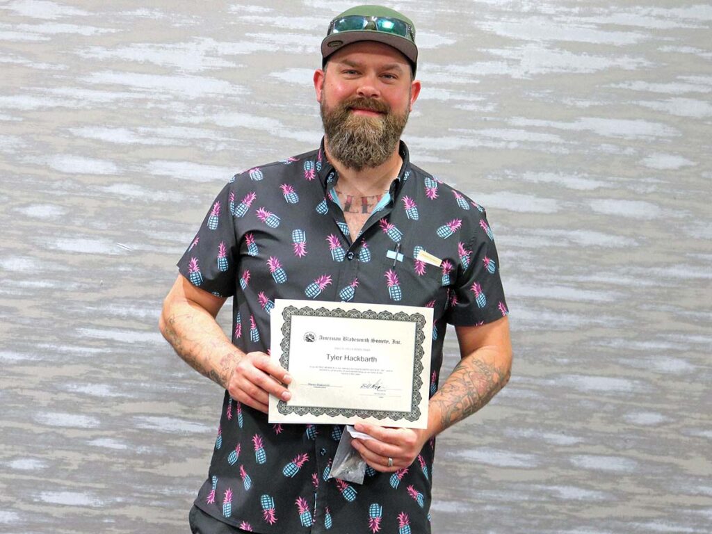 For a second year in a row, only one master smith earned his stamp at the ABS meeting—Wisconsin’s Tyler Hackbarth. (Image courtesy of Kevin Cashen)
