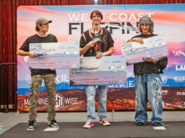 The top three finishers in the 6th Annual West Coast Flipping Championships hosted and conducted by Squid Industries, from left: @_in8jo_ (third place), @balisongnerd (first) and @__hey.austin (second). (Squid Industries image)