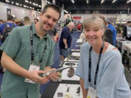 Argentina’s Javier Vogt (left) and Belgium’s Veronique Laurent (right) represented two of the 35 countries providing exhibitors for BLADE Show ’24. The knife is one of Veronique’s art daggers.
